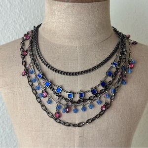 Upcycled Gun Metal Multi strand necklace